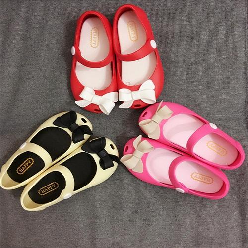 2016 melisa Baby Shoes Jelly Shoes Sandals Bowknot Princess Dream Sweet Lovely Children Fish Mouth Infant Girls Pink Bow Peep Toe Sandal