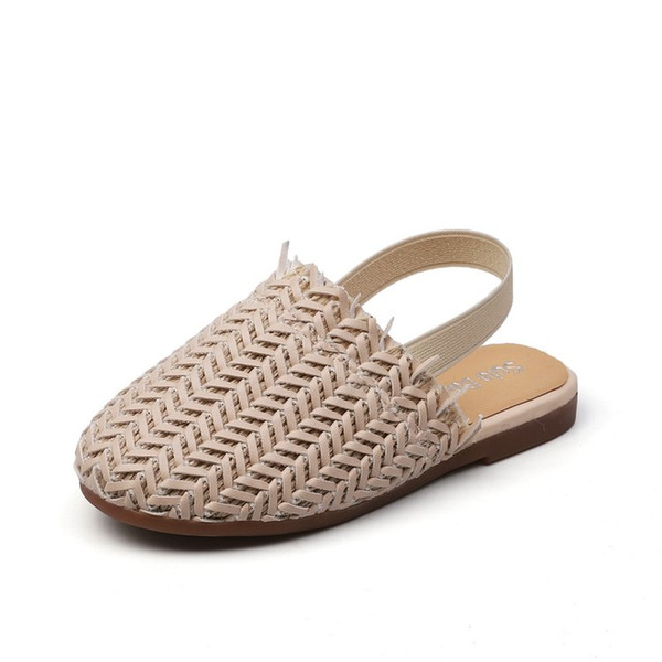 2019 Summer Kid's Shoes Women's Shoes Sandals Slip-On Solid Cover Toe Casual Neutral Flat Heels Non-slip
