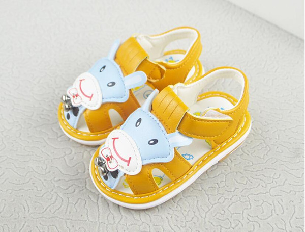 Cute Animal Sandals Yellow Fashion Cheap Soft Sole comfortable Pink Leather Flat Footwear shoes