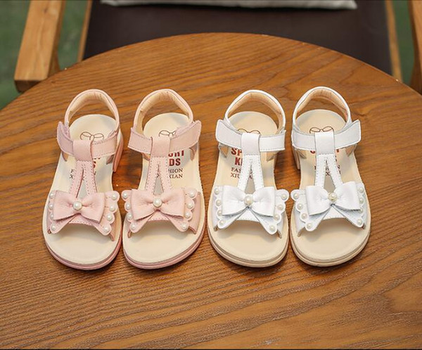 Lovely Girls Flats Sandals Summer shoes Pink Cream