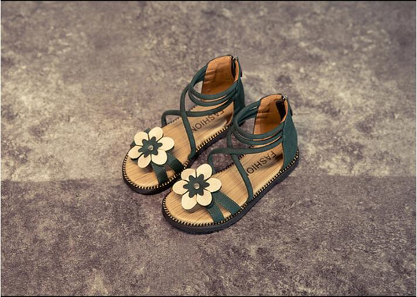 Children Flats Girls Lovely Sandals Cute summer shoes Green Color