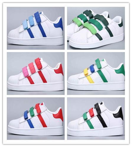 NEW 2019 Children's Shoes Kids Classic Style Shoes for Boys Girls White Green color musial Stan Smith Superstar Skateboarding Shoes