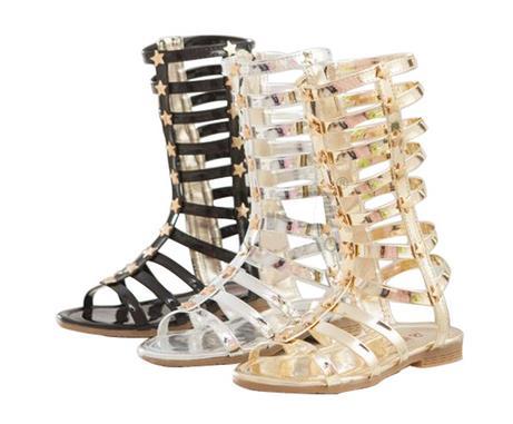 fashion Infant/Toddler/Kid/Children Fashion Gladiator Sandals Black/Silver/Golden Baby Girl Summer Boots 2-9Years Sapatos Infantil