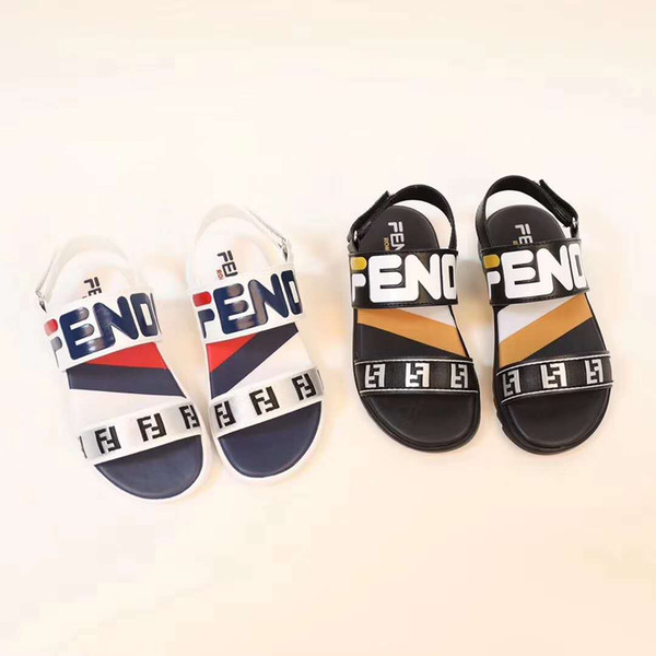kid black sandal for boy designer sport sandals genuine leather fashion letter design baby boy girl designer sandals shoes