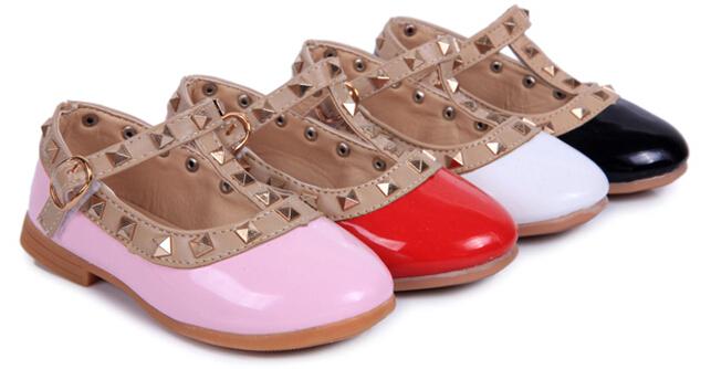 Wholesale-2015 Children Shoes Candy Color Cute Princess Shoes For Kids irls Rivet Studded Toddlers Gladiator Flat Walking Sandals