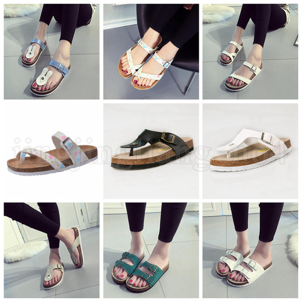 Summer Cork Sandles Beach Antiskid Slippers 19 Styles PU Leather Leisure Slipper Casual Cool Flip Flops Comfortable Footwear OOA5203