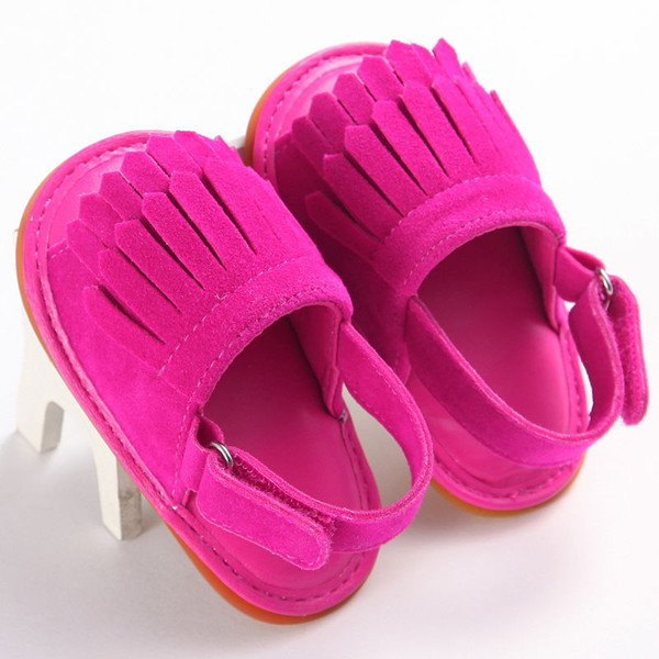 2018 Summer Newborn Baby Boy Girl Tassel Sandals Solid Color PU Leather Crib Walking Sandals Infant New Soft Shoes 0-18 Months