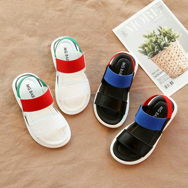 2019 New Children Sandals Summer Casual Kids Beach Shoes Boys Girls Sandals Non-slip Soft Bottom Baby Elastic Sandal White Black