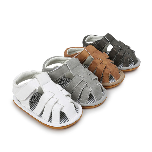 Baby sandals summer new baby girls soft bottoms sandals children shoes Infant Toddler kids stripe PU non-slip sandals A00377