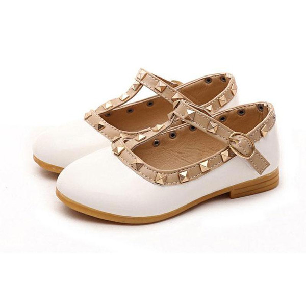 New Spring Rivets Children Princess Flat Shoes Children Girls Kids Leather Girls Shoes