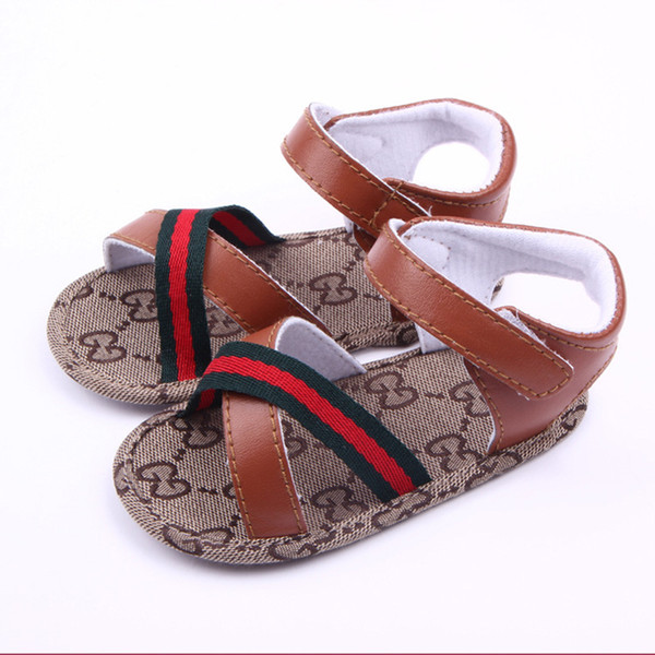 2018 New Summer Baby Toddler Sandals Shoes For Baby Boys And Girls Vintage Beach Sandals PU Non-slip Flat Sandal Shoes <18M