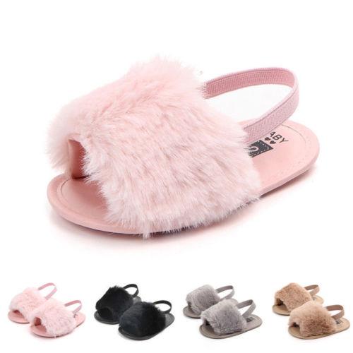 Infant Toddler Baby Girls Sandals Girls Soft Sole Fur Shoes Casual Prewalker Summer Fashion Baby Shoes
