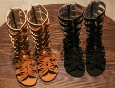2018 New Girls roman sandals children Bows hollow weave sandals kids high-boot campagus boots girls gladiator sandal shoes R2235