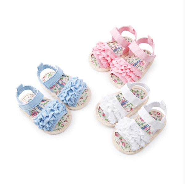 Flower Baby Sandals Soft Sole Cotton Sandals Anti-slip Newborn Sneaker Baby Girl Shoes Summer Toddler Shoes 3 Colors YW3370