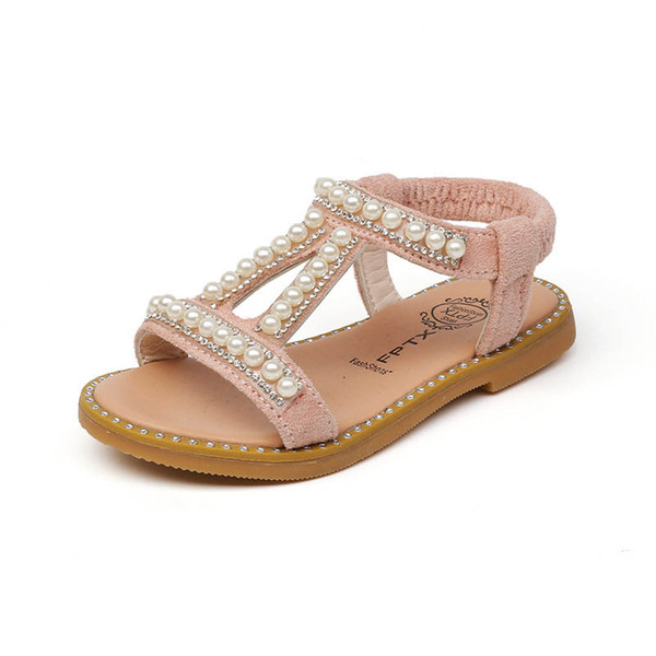 2019 new Summer Girls Sandals pearl princess girls shoes kids shoes Fashion Kids Sandals Beach Sandals Gladiator kids designer shoes A3805