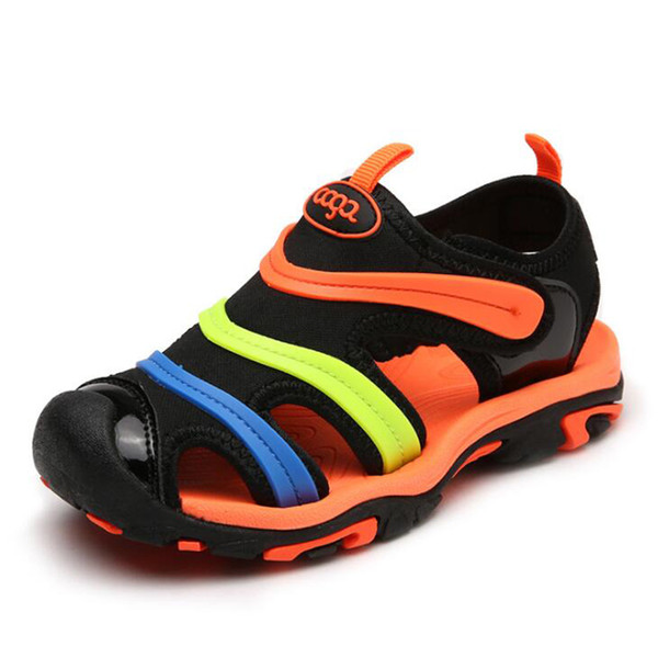 Summer new Kids boys sandals fashion leather closed-toe Beach Shoes Children Outdoor sport anti slip Sandals for boy size 24-37