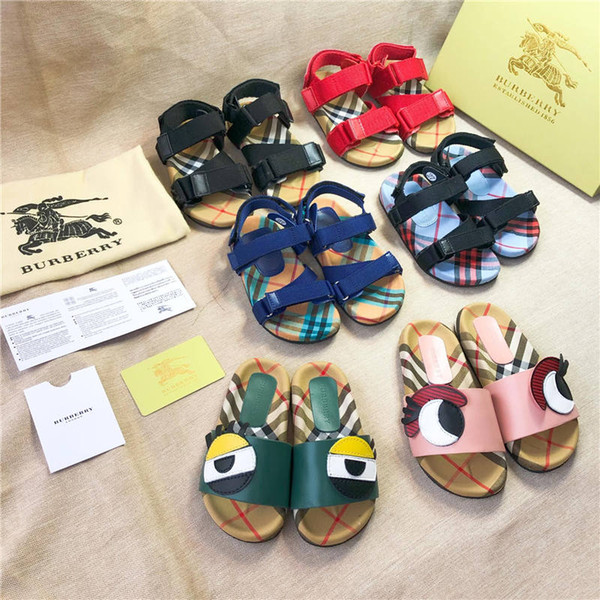 Desinger Children Shoes Girls Boys Unisex Summer Sandals Fashion Slippers Lovely Eye Sandal Toddler Footwear Black Blue Red Shoes