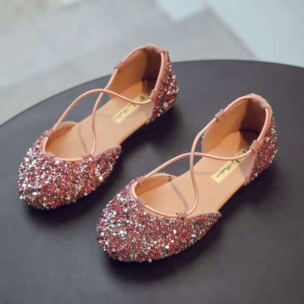 Shoes for girl children of 2019 children princess shoe soft bottom is flat sheet shoe sequin