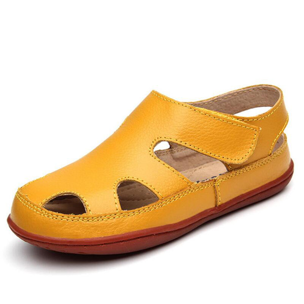 Girls boys leather closed toe outdoor sport sandlals summer kids shoes children wear yellow whole size