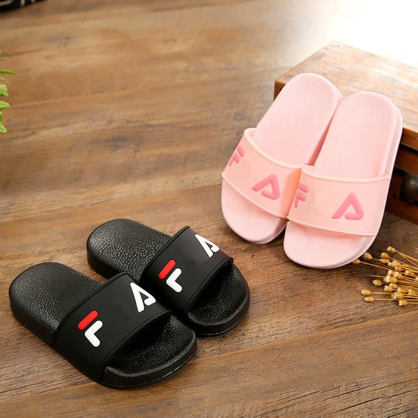 2019 new style Kids Girls Summer Flip Flops Boys Beach Wear Cartoon Striped Slippers Princess Girls Floral Sandals Flats