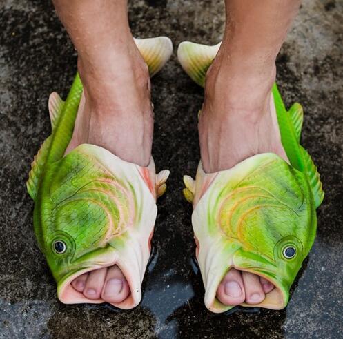 Family Matching Slipper Creative Type Fish Slippers Woman Kids Fish Sandals Kids Women Bling Flip Flops Slides Fish Beach Slippers