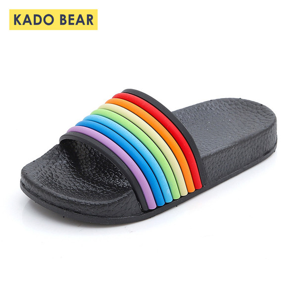 Kids Rainbow Fashion Shoes Children's Beach Water Outdoor Summer Slippers Baby Girl Boy Cartoon Home Indoor Toddler Cute Sandals