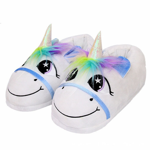 rainbow horse toy cotton tow warm shoes rainbow unicorn plush slippers