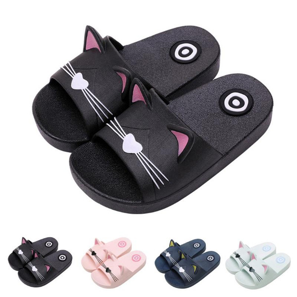 Boy Girl Cartoon Cat Shoes 2020 Summer Todder Animal Kids Indoor Baby Flip Flops PVC Kawaii Infant Beach Casual Slippers Soft