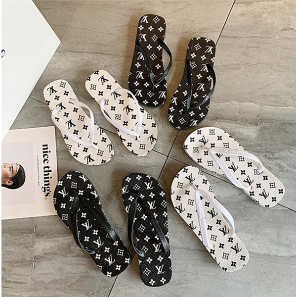 Full Letter Print Flip Flops Women Girls Sandals Luxury Design Beach Slippers Shoes Summer Soft Sandalias Casual Rubber Sandals EU36-42 INS