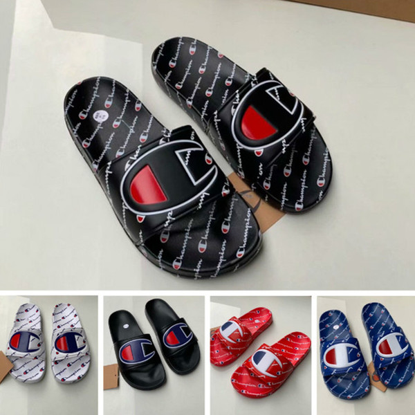 Champions Letter Sandal Women Men Summer Slipper Slip on Flip Flops Wedge Platform Sandals Beach Water Rain Mules Shoes 35-44 Sizes A42508