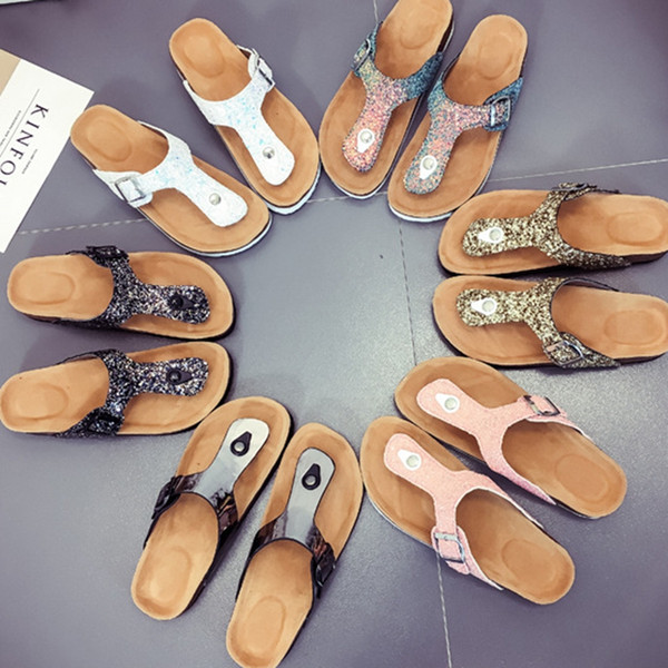 Sequins Mermaid Flip-flops Summer Cork Slipper Sandles Beach Antiskid Sandals Casual Cool Slippers Fashion Sandalias Footwear TTA852