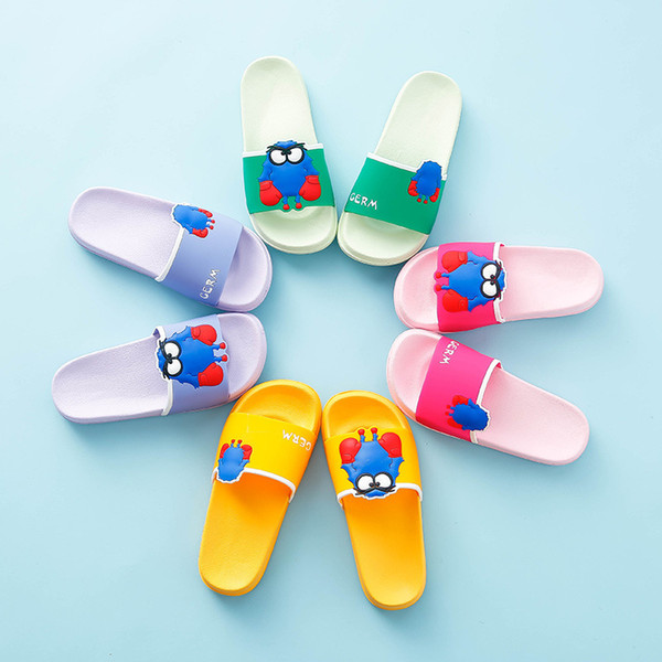 2020 Kids Soild Cartoon Indoor Slippers Toddler Boys Girls Summer Home Flip Flops Children Bedroom Shoes Beach Wear Slipper