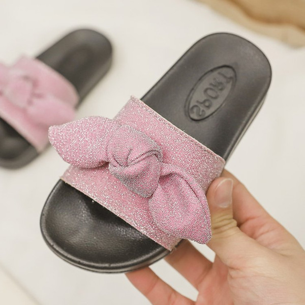 2019 Summer Kid's Shoes Women's Shoes Slippers Butterfly-knot Round Toe Casual Sweet Flat Heels All-match Non-slip