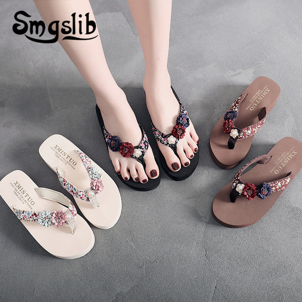 Girls Slippers Kids Beach Flip Flops Fashion Casual Sandals Flower Women Home Shoes 2019 Summer Children Slippers Comfortable