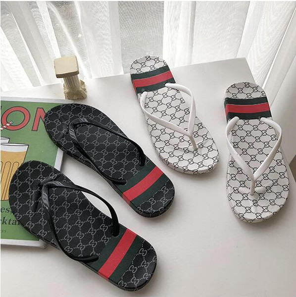 Designer Rubber slide sandal Floral brocade men slipper Gear bottoms Flip Flops women striped Beach causal slipper 36-44