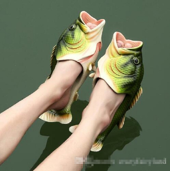 Family Slipper Creative Type Fish Slippers Personality Fish Sandals Kids Women Bling Flip Flops Slides Fish Beach Slippers K0036