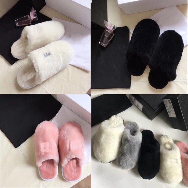 Designer Fashion Women Mens Slippers Fur Sandals Unisex 100% Wool Boots Autumn Outdoor Rome Winter Snow Warm Shoes Slippers 2019 New C72907