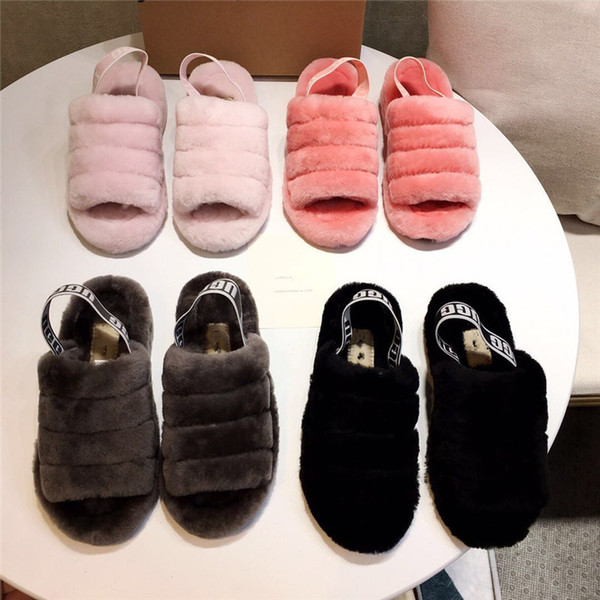 Women Australia UG Boots Winter Furry Slippers Fluff Slides Non Slip Shoes Luxury Loafers Ladies Warm Sandals Fashion Slipper Boot C71908