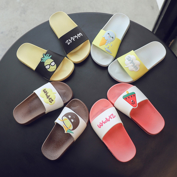 Cartoon Slippers for Boy Girl Rainbow Shoes 2019 Summer Toddler Animal Kids Indoor Baby Slippers PVC Cartoon Kids Slippers