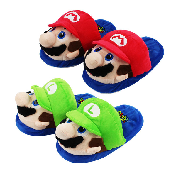 Super Mario Bros Mario Plush slipper Home Winter Indoor Warm Slippers For Adult 27cm shoes C2323