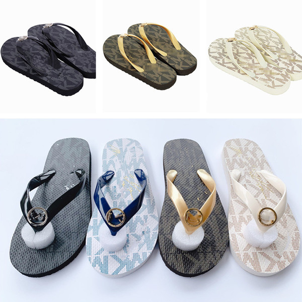 Women Letters Print Slippers Summer Flip-Flops Beach Slides Loafers Non Slip Flat Flip Flops Ladies Sandals Wearproof Bath Shoes DHL D21802