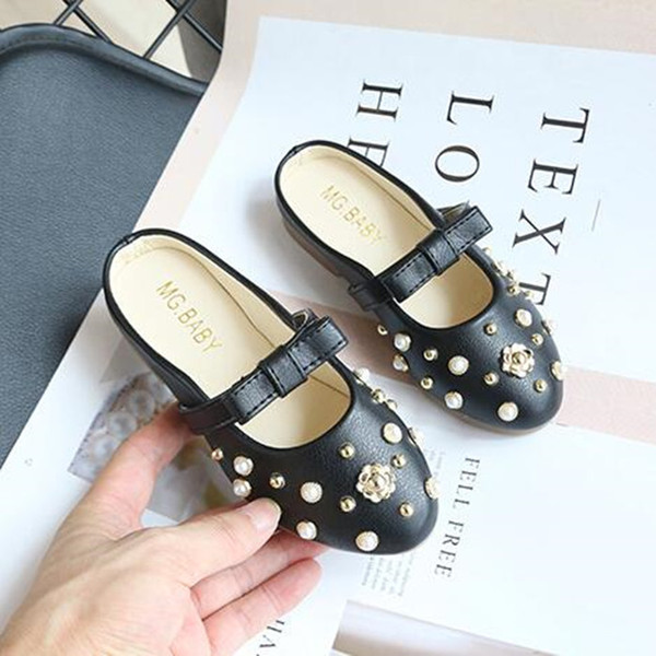 Hot Sales Fashion Pearls Baotou Baby Girls Slippers 3 Colors Sweet Bowknot Girl Baby Sandals Non-slip Beach Shoes Outdoor Slippers