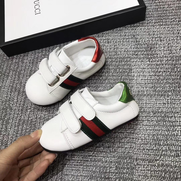 2018 New Luxury Designer baby shoes Stripe Embroidery girls/boys baby comfortable brand kids shoes for 1-3 years with box