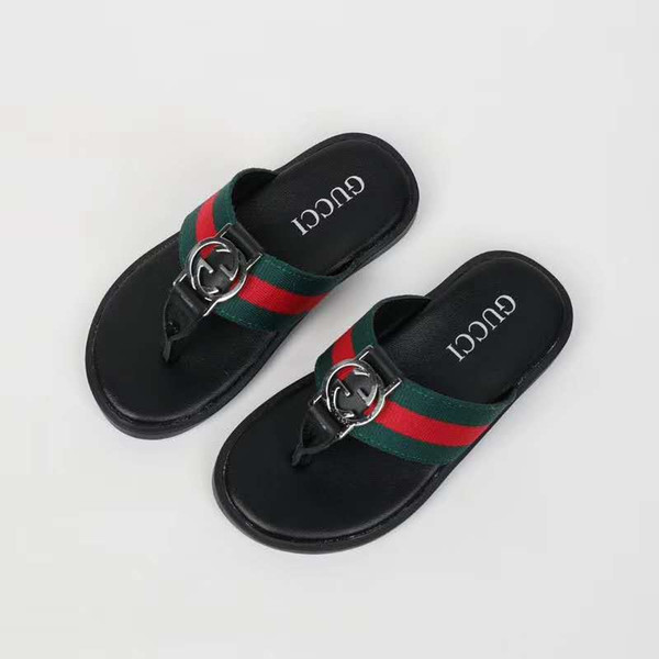 Child shoes Black white summer slipper EU 21-35 for baby boy girp to big boy girl rubber sole dress very nice send with box