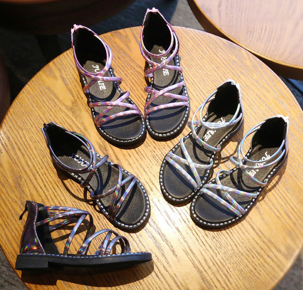 Summer Baby Girl Fashion Shoes Leather Sandals Beach Shoes Dress Shoes Fashion Footwear Kids Sandals Pink+Brown+Grey 3 Pair