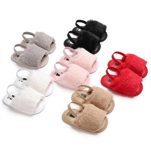 Newborn Casual Toddler Baby Girls Summer Sandal Shoes Fur Solid Flat With Heel Baby Shoes Slippers