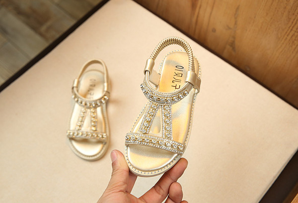 2019 New Flowers Children Summer Baby Toddler Little Girls Sandals Pink Gold Silver Princess Dress Shoes For Kids Girls Rhinestone Sandals