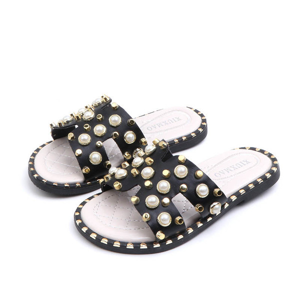 2019 Summer new kids shoes pearl Girls Slippers Fashion Kids Slippers Girls Sandals kids designer shoes princess girls shoes A3647