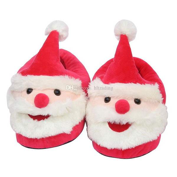 Santa Claus Plush Slippers cartoon Full heel Soft Warm Household Winter flip flop for big children adult Christmas Shoes 28cm C5336