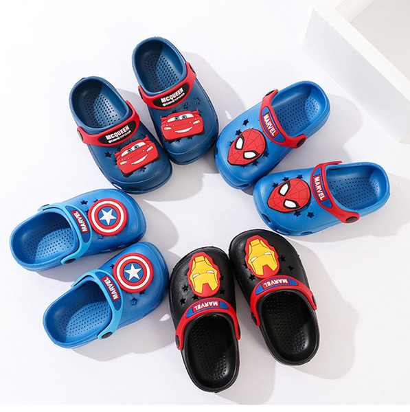 Kids Brand Designer Marvel Avengers Super Hero Shoes Boys EVA Cartoon Sandals Children Captain spider-man Iron man Beach Wear Slippers